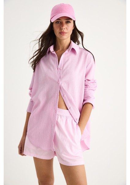 Kadın Düşük Omuz Oversize Basic Bürümcük Gömlek modelleri