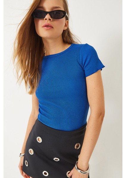 Kadın Fitilli Kaşkorse Basic T-Shirt
