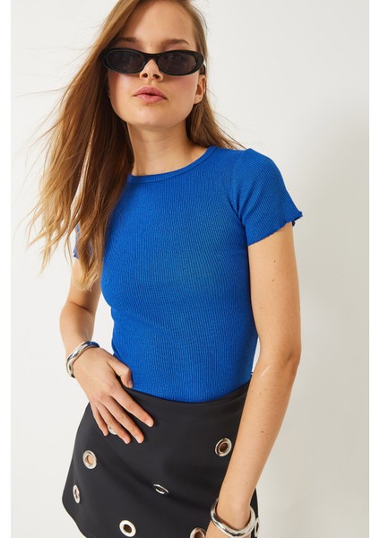 Kadın Fitilli Kaşkorse Basic T-Shirt fırsatları