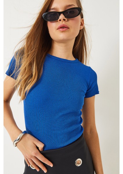 Kadın Fitilli Kaşkorse Basic T-Shirt indirimleri