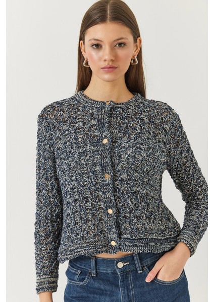 Kadın Ajurlu Simli Triko Hırka fiyatları