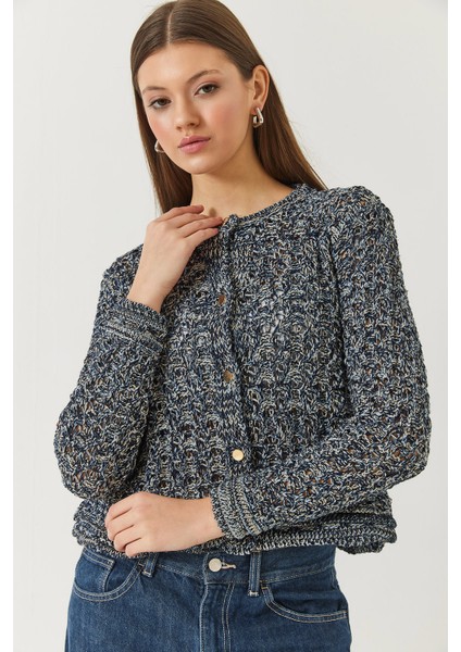 Kadın Ajurlu Simli Triko Hırka modelleri