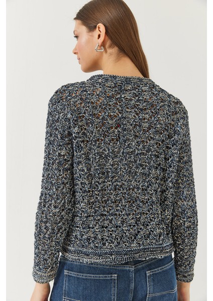 Kadın Ajurlu Simli Triko Hırka fırsatları