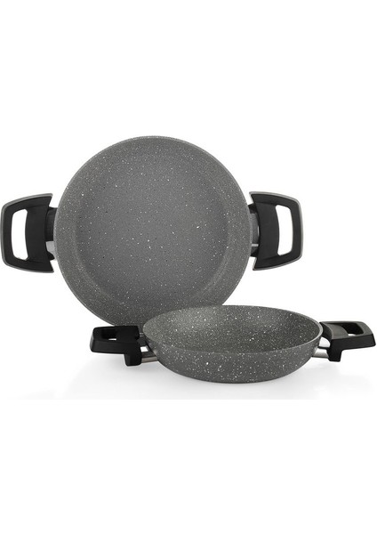 Iki Parça Sahan Seti 18 cm ve 22 Cm, Şık Gri Renkli, Dayanıklı ve Kullanışlı fırsatları