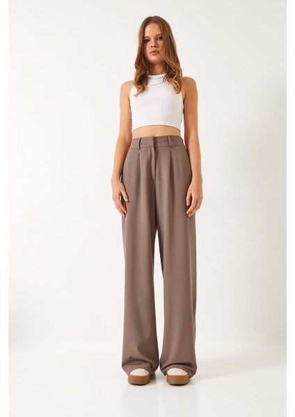 Kadın Beli Lastikli Bol Paça Pantolon fiyatları