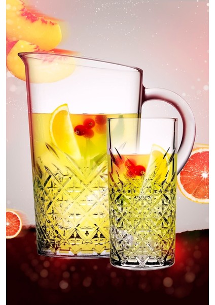5 Parça Kokteyl Seti: 4 Uzun Bardak + Karaf - Sangria ve Mojito Keyfi