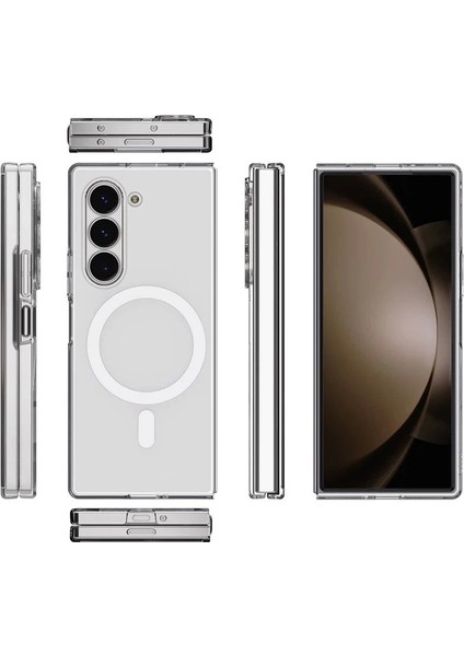 Samsung Galaxy Z Fold 6 Uyumlu Kılıf Kamera Korumalı Magsafe Sert Pc Şeffaf Porto Kapak