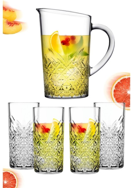 5 Parça Kokteyl Seti: 4 Uzun Bardak + Karaf - Sangria ve Mojito Keyfi fiyatları