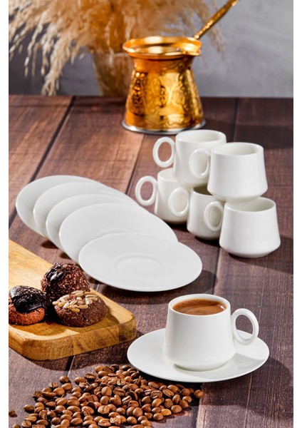 Beyaz Tulip Kahve Fincan Seti, Şık ve Zarif Tasarımıyla Kahve Keyfini Tamamlar