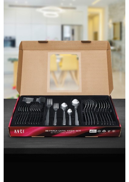 Şık 30 Parça Çatal Kaşık Takımı Gümüş Renkli, Zarif ve Kullanışlı Tasarım fiyatları