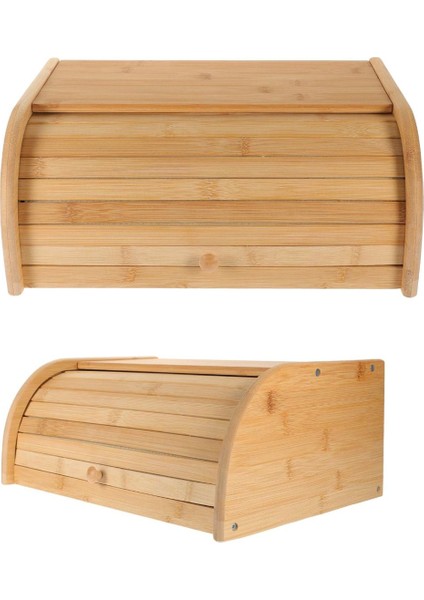 Rulo Üstlü Bambu Ekmek Saklama Kabı, Mutfak Düzenleyici, 39 Cm, Çok Renkli