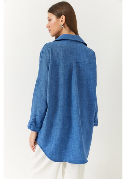 Kadın Nakışlı Sofya Keten Gömlek indirimleri