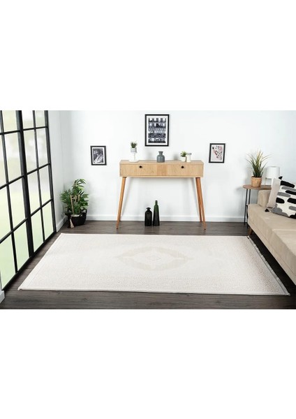 Truva 8342 Krem Halı Bej Detaylı Kalın Akrilik Tozuaz Modern Klasik Salon Halısı Koridor fiyatları