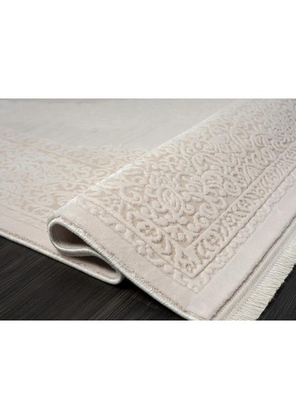 Truva 8342 Krem Halı Bej Detaylı Kalın Akrilik Tozuaz Modern Klasik Salon Halısı Koridor fırsatları