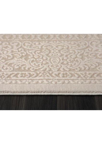 Truva 8342 Krem Halı Bej Detaylı Kalın Akrilik Tozuaz Modern Klasik Salon Halısı Koridor indirimleri