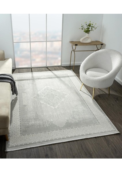 Zenith ZN003A Gri Halı Antrasit Detaylı Göbekli Yumuşak Kadife Ince Antialerjik Salon Halısı Koridor modelleri