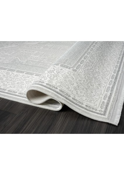 Zenith ZN003A Gri Halı Antrasit Detaylı Göbekli Yumuşak Kadife Ince Antialerjik Salon Halısı Koridor fırsatları