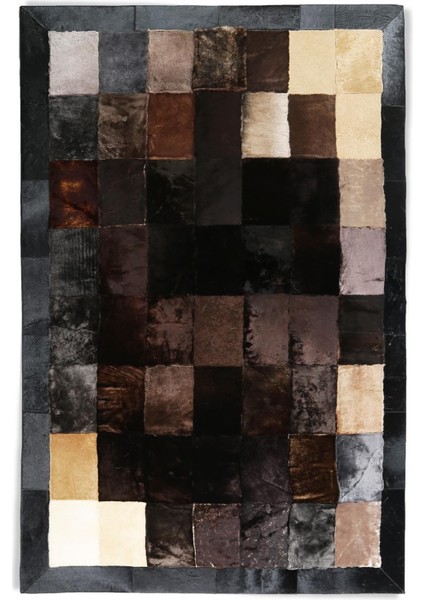 Doğal Kahverengi Siyah Dana Derisi Patchwork Ortam Halısı, Modern Tasarımlı Lüks Deri Halı indirimleri