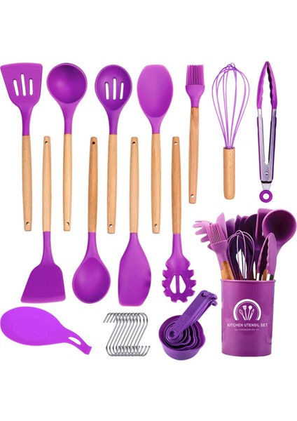 Mor Silikon 11'li Isıya Dayanıklı Kepçe ve Spatula Seti, Standlı ve Pratik Kullanım fiyatları