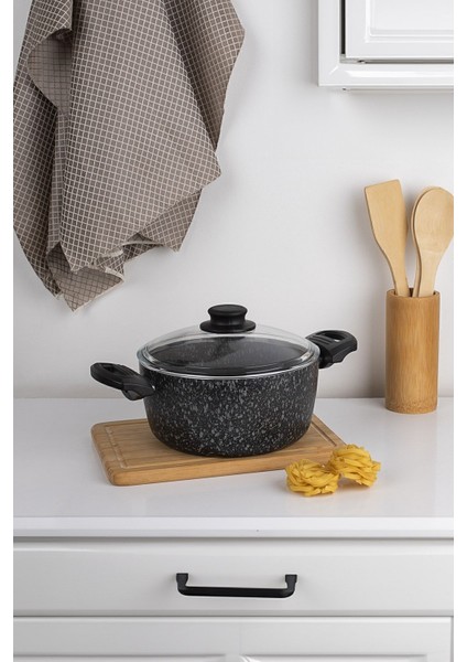 Yapışmaz Derin Kızartma Tenceresi, Siyah, 22 cm