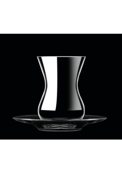 12 Parça Çay Takımı, 6 Kişilik, Kristal, Damla Logo, Siyah ve Beyaz Seçenekli