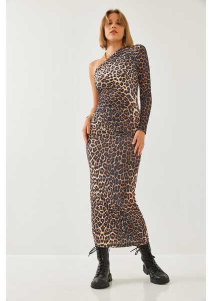 Kadın Tek Omuz ve Büzgülü Uzun Elbise - fiyatları