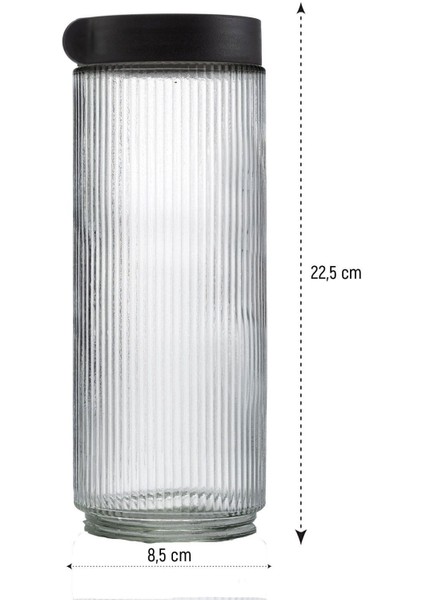 6'lı Cam Büyük Boy Kavanoz Seti, Şık ve Kullanışlı Saklama Kabı, Siyah Detaylı fırsatları