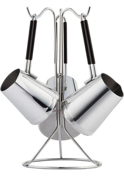 4 Parça Gümüş Cezve Seti, Şık ve Dayanıklı Kahve Takımı