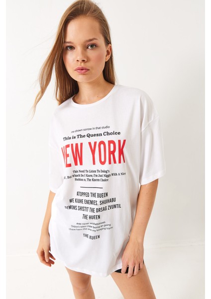 Kadın New York Baskılı Oversize T-Shirt fiyatları