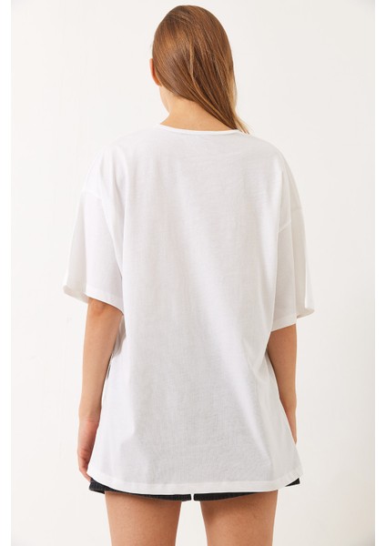 Kadın New York Baskılı Oversize T-Shirt
