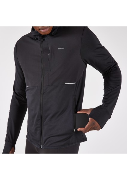 Kiprun Erkek Koşu Yağmurluğu - Siyah - Kıprun Run 100 Warm fırsatları
