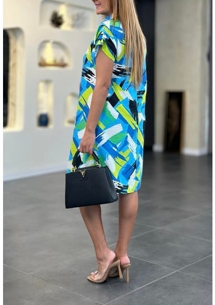 Omuz Drapeli Polo Yaka Keten Elbise fiyatları