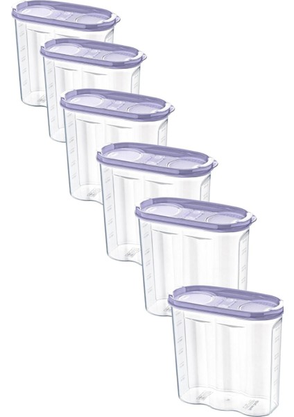 6 Adet Beyaz 2 Kapaklı Ölçekli Gıda Saklama Kutusu 2,4 Litre