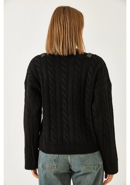 Kadın Omuzdan Kemerli Triko Kazak fiyatları