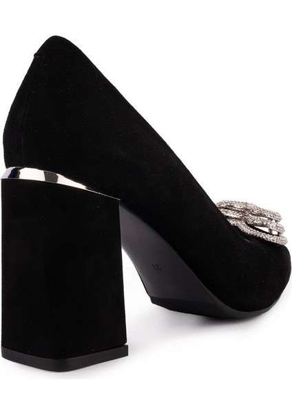 Hakiki Deri Süet Kalp Tasarımlı Fantezi Ayakkabı Siyah Süet 47002 fırsatları