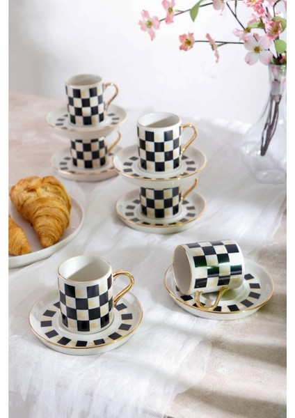 Şık 12 Parça Siyah Fincan Takımı – 6 Kişilik Set