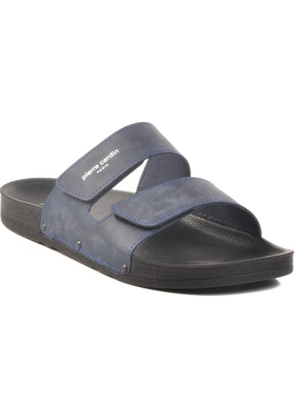 Lacivert Cırtlı Büyük Numara Erkek Düz Terlik modelleri