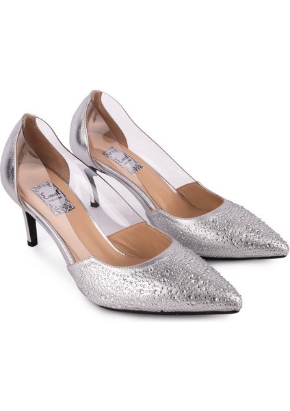 Hakiki Deri Şeffaf Detaylı Taşlı Fantezi Ayakkabı 101 Lame Payet