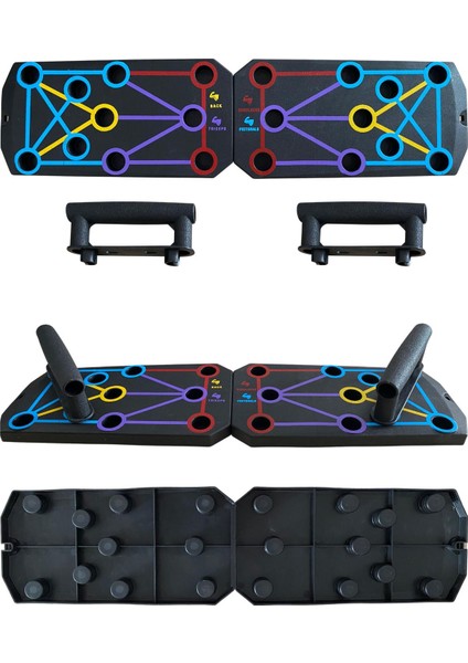 Siyah Şınav Tahtası ve Çalışma Platformu, Fitness ve Spor Için Ideal Ekipman