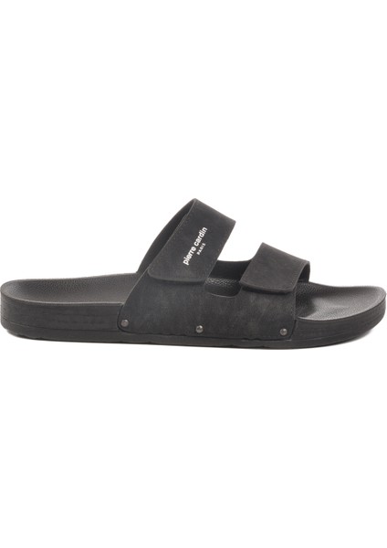 Siyah Cırtlı Büyük Numara Erkek Düz Terlik