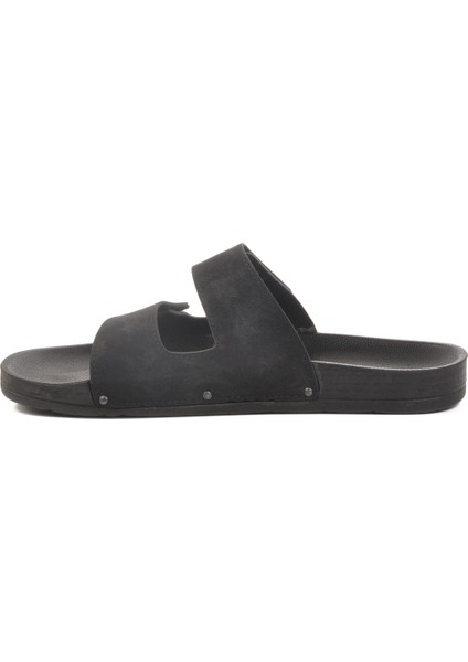 Siyah Cırtlı Büyük Numara Erkek Düz Terlik fiyatları