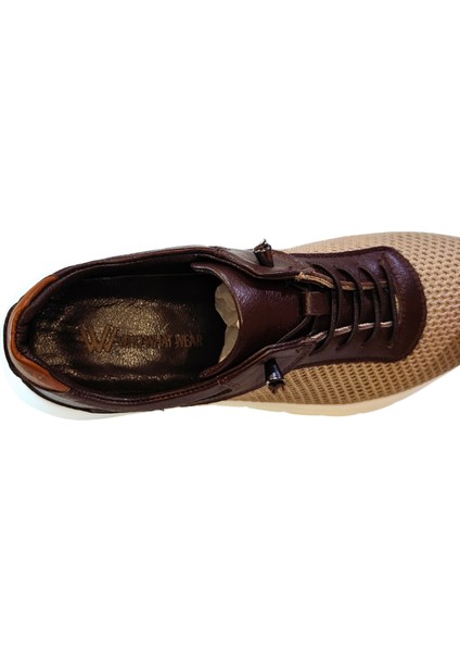 Erkek W Shoes Hakiki Deri El Yapımı Yarım Triko Nefes Alır Sneaker Ayakkabı 25WM0105