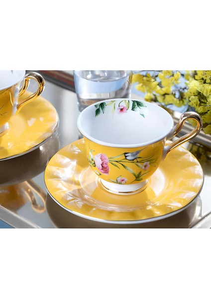 Şık 2'li Sarı Seramik Kahve Fincan Takımı, 90 Ml, Modern Tasarım fiyatları