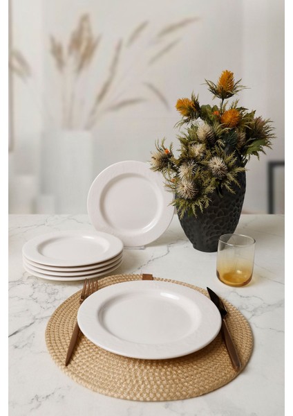 Beyaz Iyonya 22 cm Pasta Tabağı Seti, Şık ve Kullanışlı 6 Adet