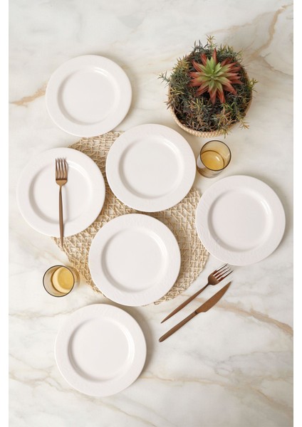 Beyaz Iyonya 22 cm Pasta Tabağı Seti, Şık ve Kullanışlı 6 Adet modelleri