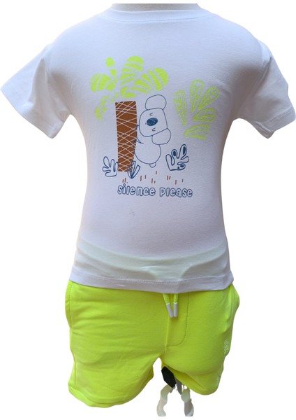 NK Kids Kız Çocuk İkili Takım – Silence Please Baskılı Beyaz T-Shirt Sarı Şort fiyatları