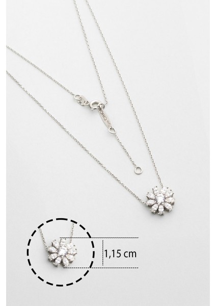 Beyaz Altın Sertifikalı Premium Created Taşlı 42 cm Çiçek Kolye modelleri