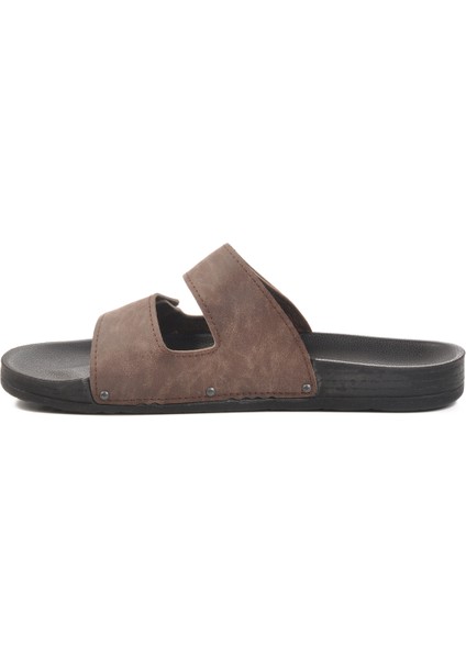 Kahve Cırtlı Büyük Numara Erkek Düz Terlik fiyatları