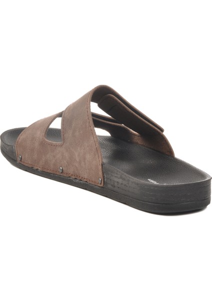 Kahve Cırtlı Büyük Numara Erkek Düz Terlik fırsatları