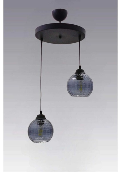 Iki Parçalı Siyah Sarkıt Avize, Füme Mika Cam, Oturma, Hol ve Çocuk Odası Kullanımı fırsatları